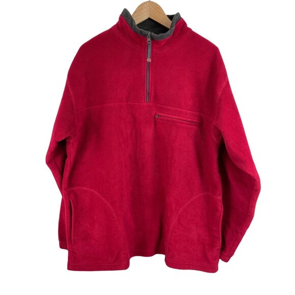 Susquehanna Trail Outfitters Mens Size Large Red Fleece 1/4 Zip Sweatshirt - Picture 1 of 8